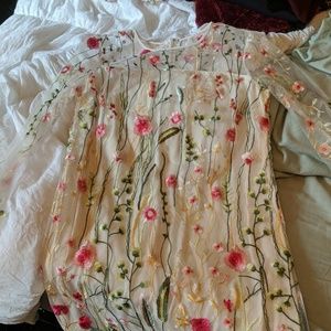 Floral Dress with Sheer arms
